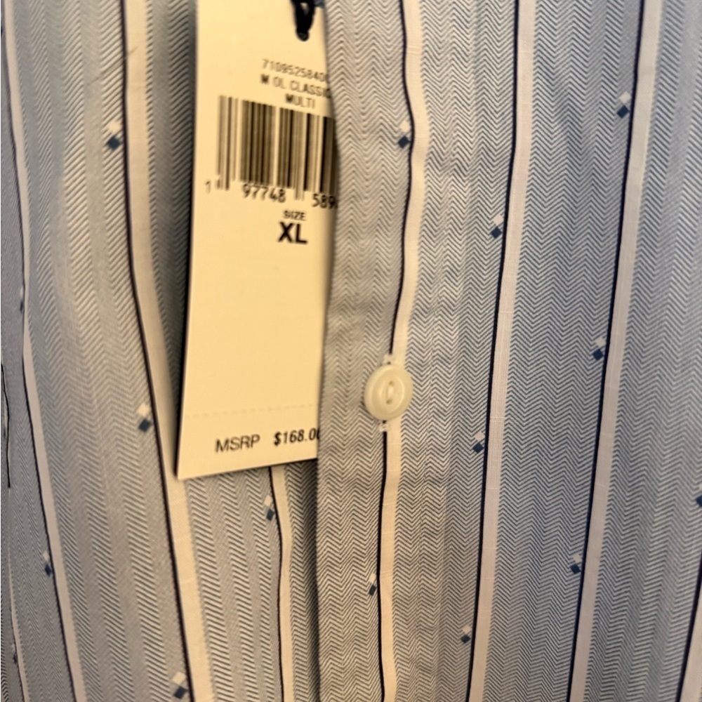 NWT Polo Ralph Lauren Men's XL Blue White Stripe Button-Down Shirt - Picture 3 of 3